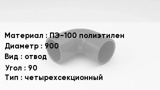 Отвод полиэтиленовый ПЭ-100 полиэтилен 900 отвод Угол:90 четырехсекционный